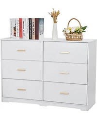 Gaomon 6-Drawer Dresser – Modern Wooden Chest with Metal Handles, Perfect Organizer for Bedroom, Closet, or Living Room.