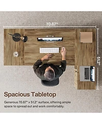 Tribesigns 70.8" Executive Desk with File Cabinet, L-Shaped Office Desk with Storage Shelves
