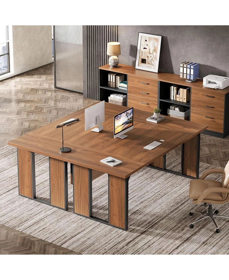 Tribesigns 63 L-Shaped Executive Desk, Office Table with 39.37-Inch Drawers Cabinet, Large Computer Desk