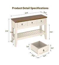 gaomon 47" Farmhouse Console Table for Entryway, Narrow Rustic Entryway Table with 3 Drawer and Large Storage Shelf, Easy Assembly Furniture