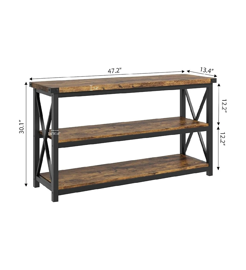 gaomon 47" Long Console Table, 3-Tier Entryway Table with Storage Shelves, Rectangular Sofa Table for Entryway,"dustrial Entry Table for Ent