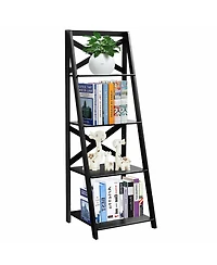 Costway 4-Tier Ladder Shelf Bookshelf Bookcase Storage Display Leaning Home Office Decor