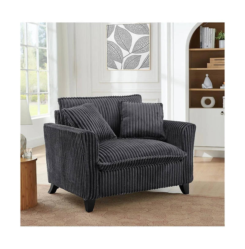 Cesicia Corduroy Lazy Sofa with Backrest & Armrests for Living Room Bedroom