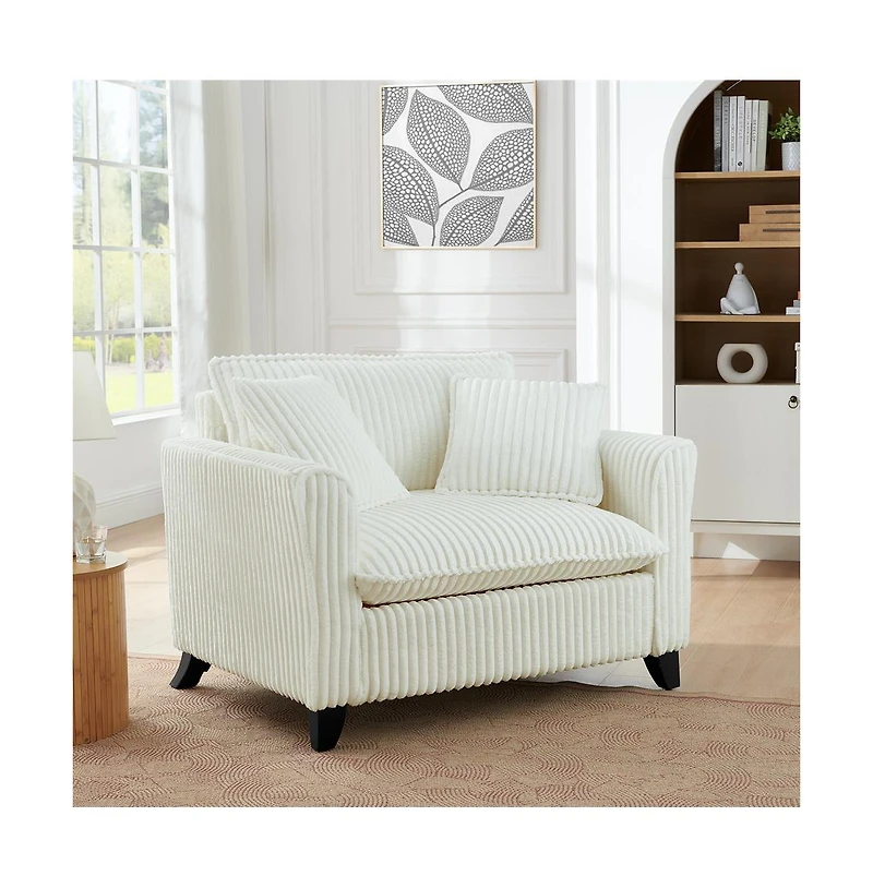 Cesicia Corduroy Lazy Sofa with Backrest & Armrests for Living Room Bedroom