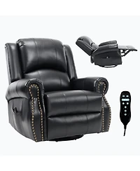 Boyel Living Faux Leather Recliner Chair Rocker Swivel Chair Manual Recliner with Heat & Massage
