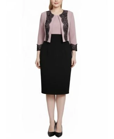 Ny Collection Womens Lace Detail 2 Piece Textured Knit Dress Set