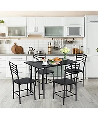 Costway 5 Pcs Modern Dining Table Set 4 Chairs Steel Frame Home Kitchen Furniture
