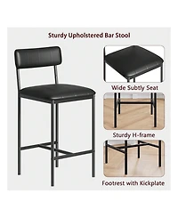 Gaomon Bar Stools Set Of 2, Counter Height Bar Stools With Footrest, Pu Leather Kitchen Barstools, Bar Chairs For Kitchen Island