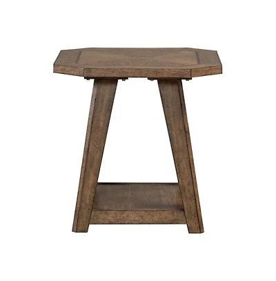Liberty Furniture Carolina Park Octagonal End Table for Living Room - Amber Brown Oak
