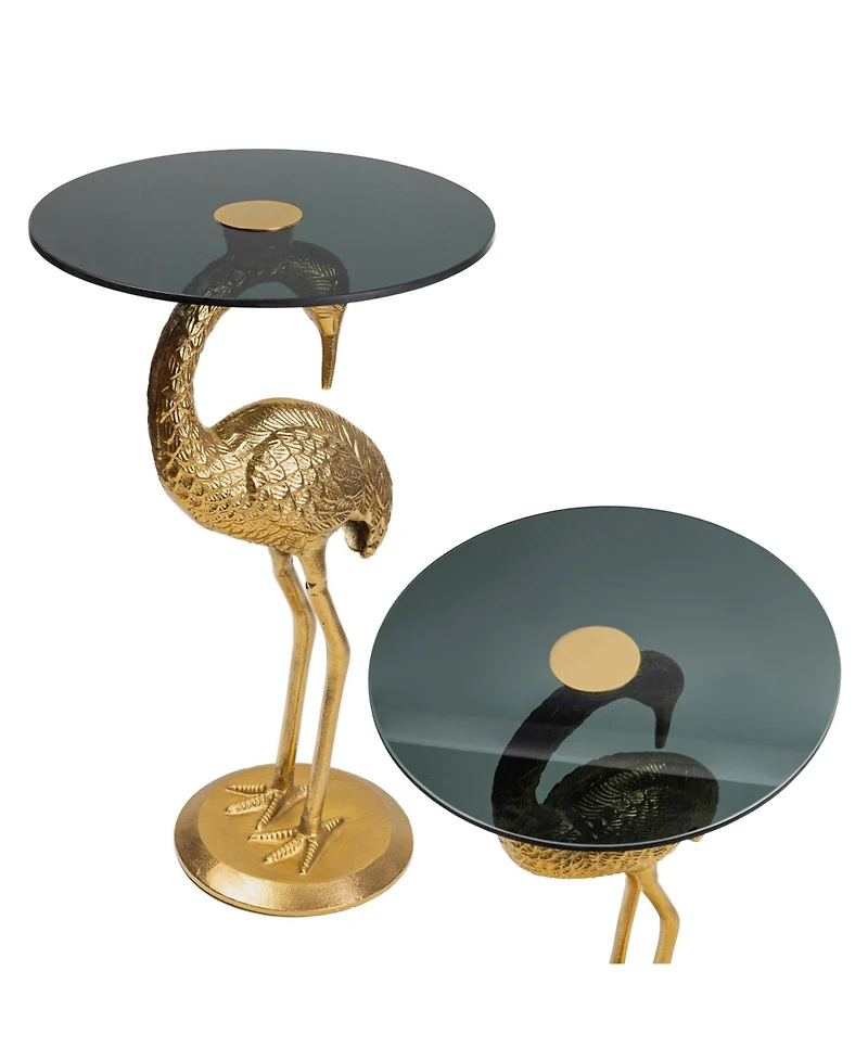 Jonathan Y Blanche 25" Classic Mid-Century Glass Top Flamingo End Table