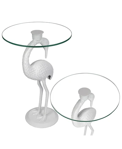 Jonathan Y Blanche 25" Classic Mid-Century Glass Top Flamingo End Table
