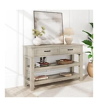 gaomon Entryway Table, Console Table with 2 Storage Drawers, 3-Tier Farmhouse Wooden Sofa Table, Hallway Tables for Entryway Living Room, Grey