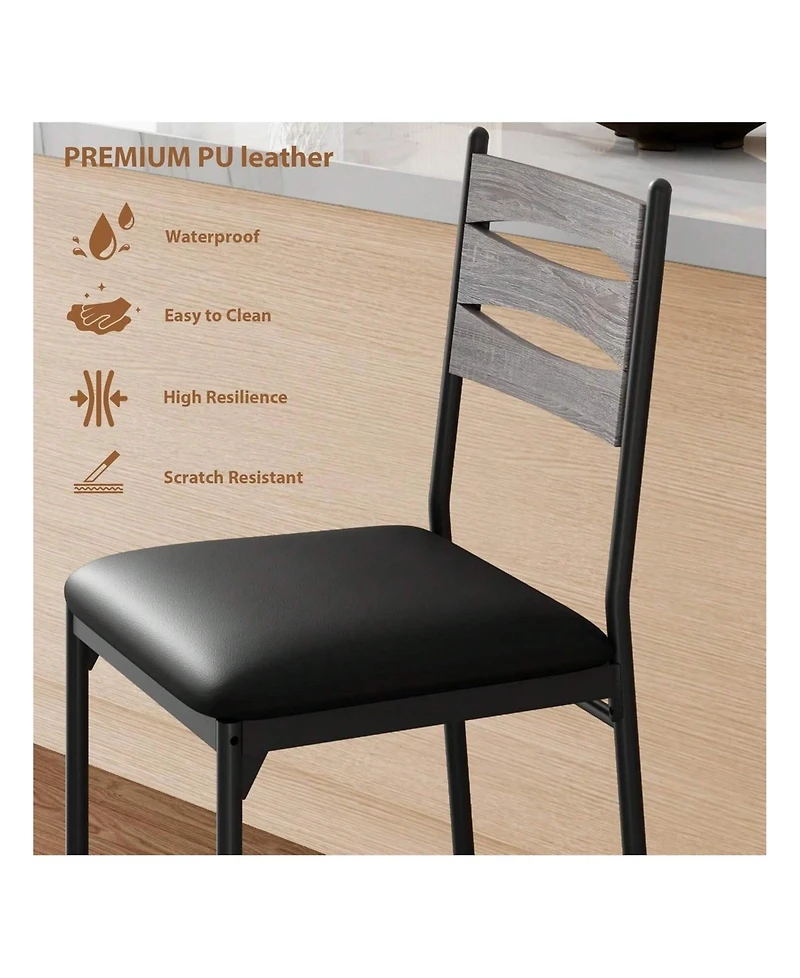 gaomon Bar Stools Set Of 2, Wooden Barstools, Faux Leather Upholstered Bar Chair With Back & Footrest & Thick Cushion