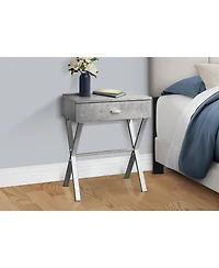 Lovmor Accent Table, Side, End, Nightstand, Lamp, Storage Drawer, Living Room, Bedroom, Grey Laminate, Chrome Metal, Contemporary