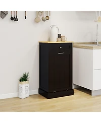 Lovmor Black E1 Mdf Trash Cabinet with Tilt Out Design for Kitchen Island Laundry Box and Recycling Use