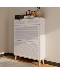 Lovmor Slim Flip Door Shoe Cabinet 12-20 Pairs Mdf Entryway Storage