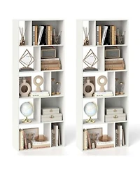 Costway 63 X22 Tall Floor Standing Open Bookshelf With 10 Cubbies 5 Back Anti Falling Panels