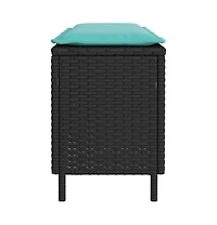 vidaXL Patio Bench with Cushion 43.3"x11.8"x15.9" Poly Rattan
