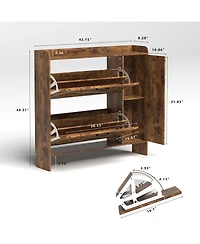 Lovmor Large Mirrored Shoe Cabinet Adjustable Flip Drawers Storage Bench Entryway Rack