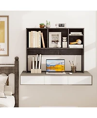 Computer Desktop Bookcase Countertop Storage Bookshelf Organizer with 4 Cubbies