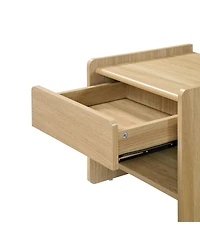 LuxenHome Hazel Oak Manufactured Wood 1-Drawer 1-Shelf 15.5" H End Table and Nightstand