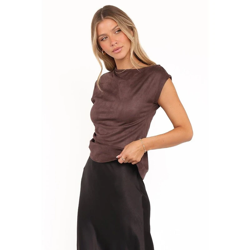 Petal and Pup Women's Vaila Faux Suede Off Shoulder Top