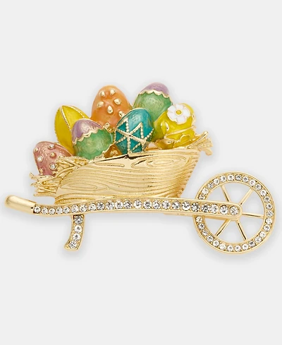 Anne Klein Pave & Painted Egg Wheelbarrow Pin