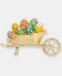 Anne Klein Pave & Painted Egg Wheelbarrow Pin