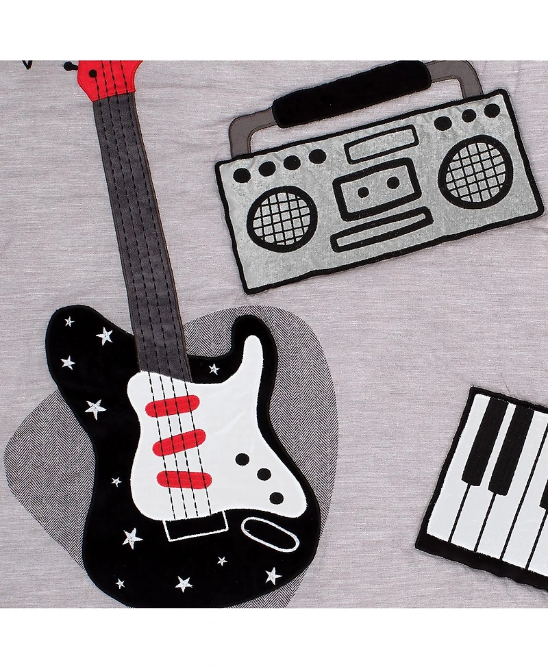 Lambs & Ivy Rock Star Musical Instruments 3-Piece Baby Crib Bedding Set - Gray