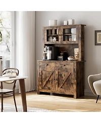 gaomon Kitchen Pantry Storage Cabinet, Freestanding Hutch Cabinet with Buffet Cupboard, Tall Cabinets Adjustable Shelves