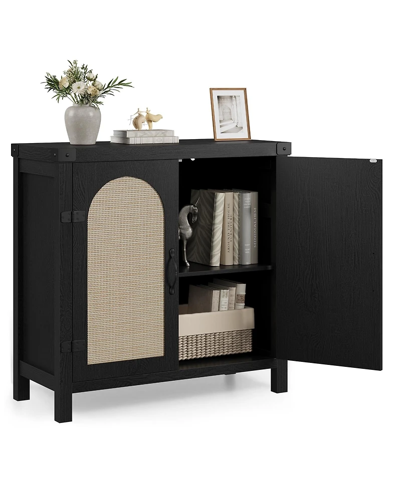 gaomon Rattan Sideboard Buffet Cabinets with Storage, Farmhouse Kitchen Accent Storage Cabinet, Boho Coffee Bar Cabinet