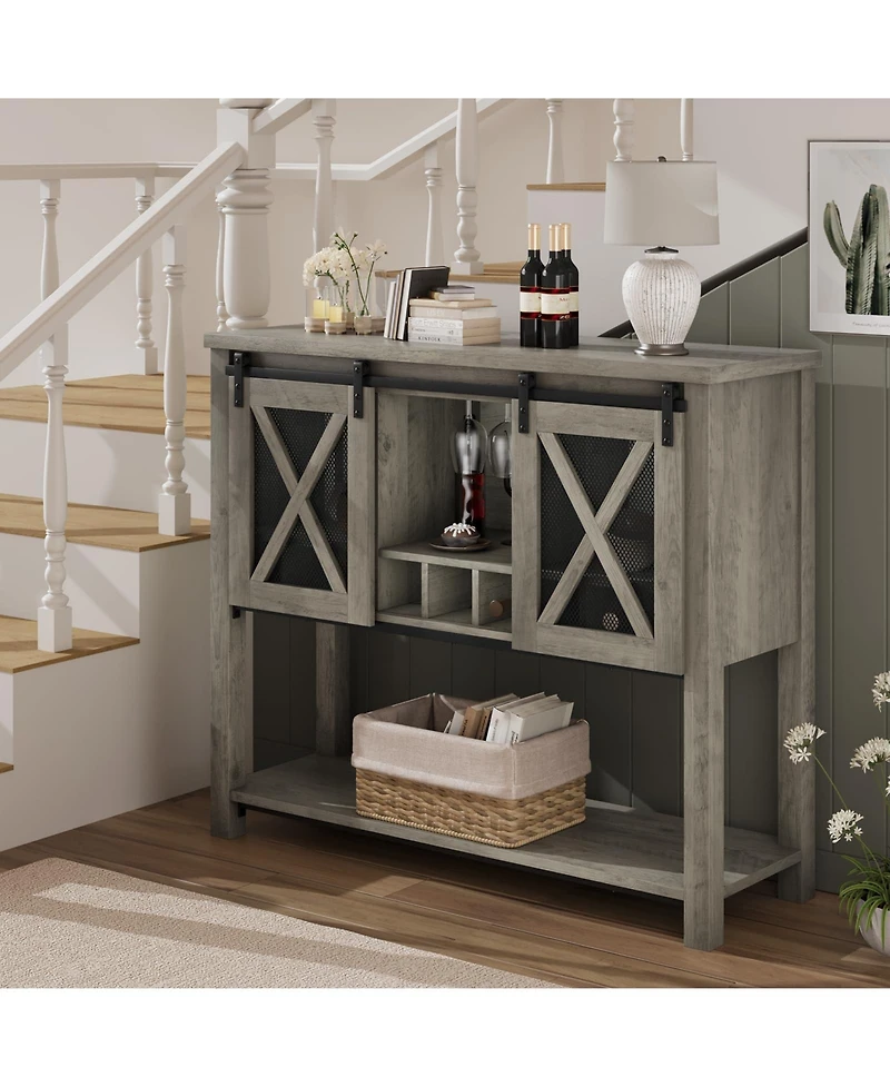 gaomon Buffet Cabinet 46.5" Large Buffet Sideboard Cabinet with Sliding Barn Doors