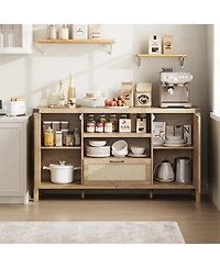 gaomon 47.2" Rattan Sideboard Buffet Cabinet with Storage, Farmhouse Kitchen Buffet Cabinet with Drawer