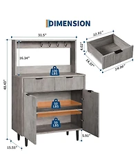 Gaomon Fluted Sideboard Buffet Cabinet with Storage, Modern Coffee Bar Cabinet with 2 Drawers & Adjustable Shelves