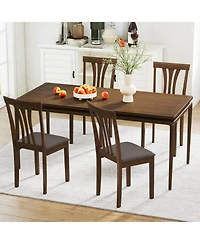 Costway Dining Chairs Set of 2 Linen Fabric Dining Room Chairs with Hollowed Backrests