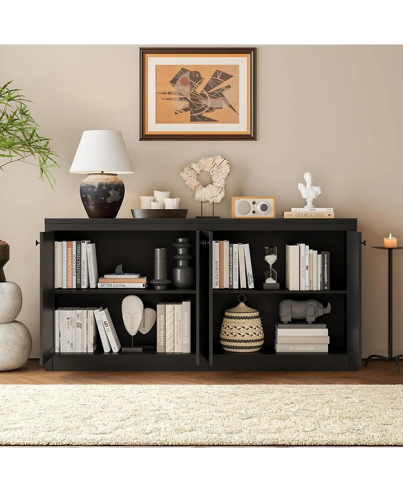 gaomon 63" Sideboard Cabinet with 4 Doors, Modern Buffet Storage Cabinet for Dining Room, Living Room, Office