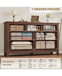 gaomon 7-Drawer Bedroom Dresser, 54" Wide Chest with Freestanding Storage, Wooden Closet Organizer for Living Room, Bedroom, Entryway