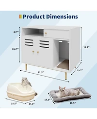 gaomon Cat Litter Box Enclosure, Hidden Litter Box Furniture with 2 Storage Compartments