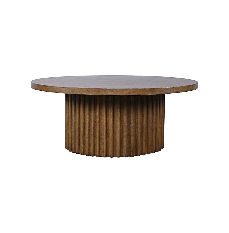 Jofran 40" Round Mid-Century Modern Fluted Pedestal Base Coffee Table