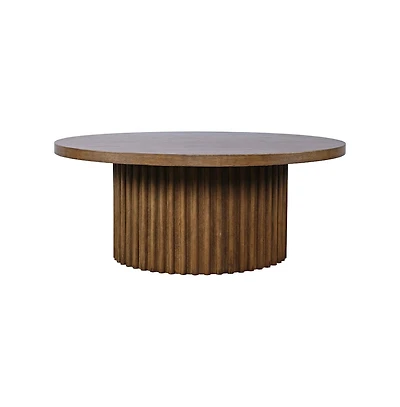 Jofran 40" Round Mid-Century Modern Fluted Pedestal Base Coffee Table