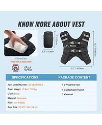 Sugfit Weighted Vest 16 Lb Adjustable Fitness Vest with Reflective Strips