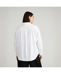Universal Standard Plus Size Elbe Stretch Poplin Shirt Classic Fit