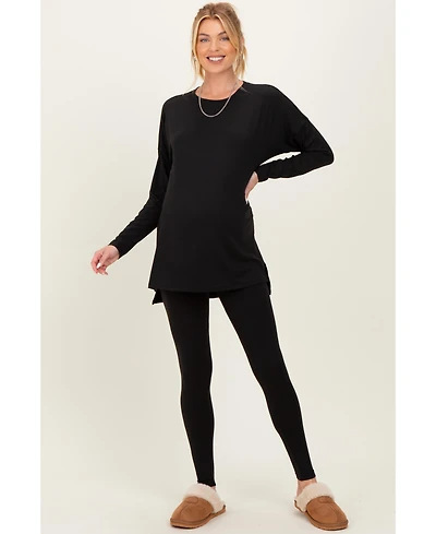 Pinkblush Maternity Black Brushed Knit Oversized Top and Legging Set