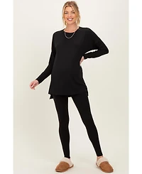 Pinkblush Maternity Black Brushed Knit Oversized Top and Legging Set