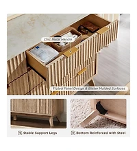 gaomon 54" Fluted 8-Drawer Dresser, Modern Chest w/ Faux Marble Top, Tv Stand & Wood Organizer