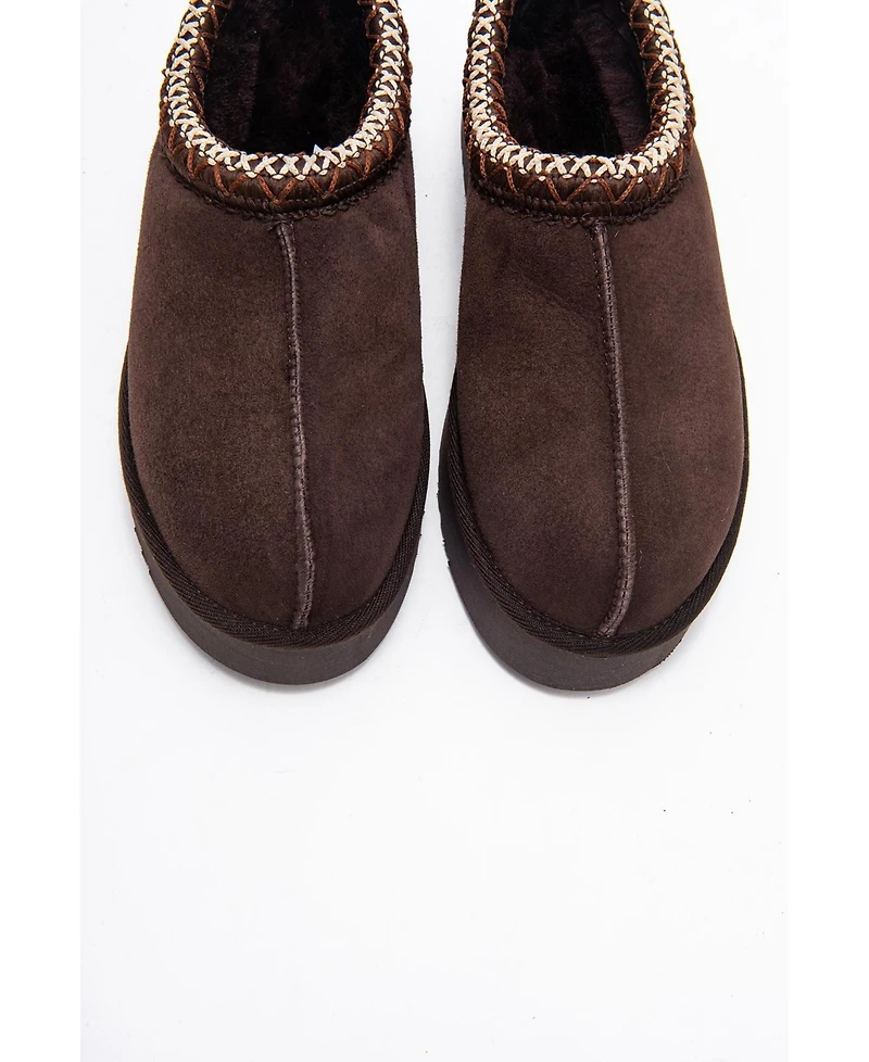 Forever & Always Shoes Women's Avelia Leather Winter Slippers