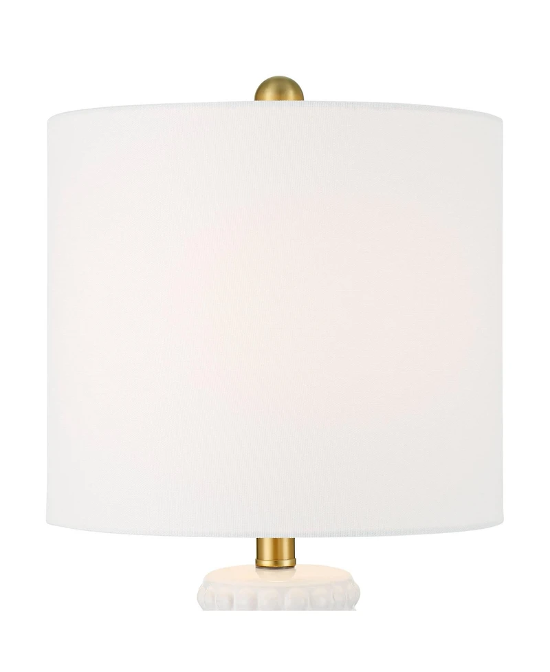 360 Lighting Hobnail 22 1/2" High Small Modern Accent 3-Way Table Lamps Set of 2 White Ceramic Living Room Bedroom Bedside Nightstand