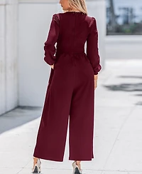 Cupshe Women's Plunging V-Neck Long Sleeve Wide-Leg Jumpsuit