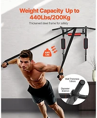 Mecale Multifunctional Pull Up Bar, Wall-Mounted Chin Up and Dip Station for Home Gym, 440 lb Capacity