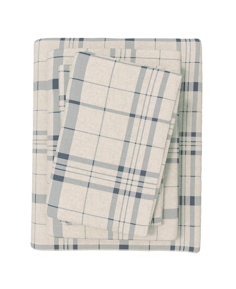 Linery & Co Ultra-Soft Turkish Cotton Plaid Flannel Sheet Set